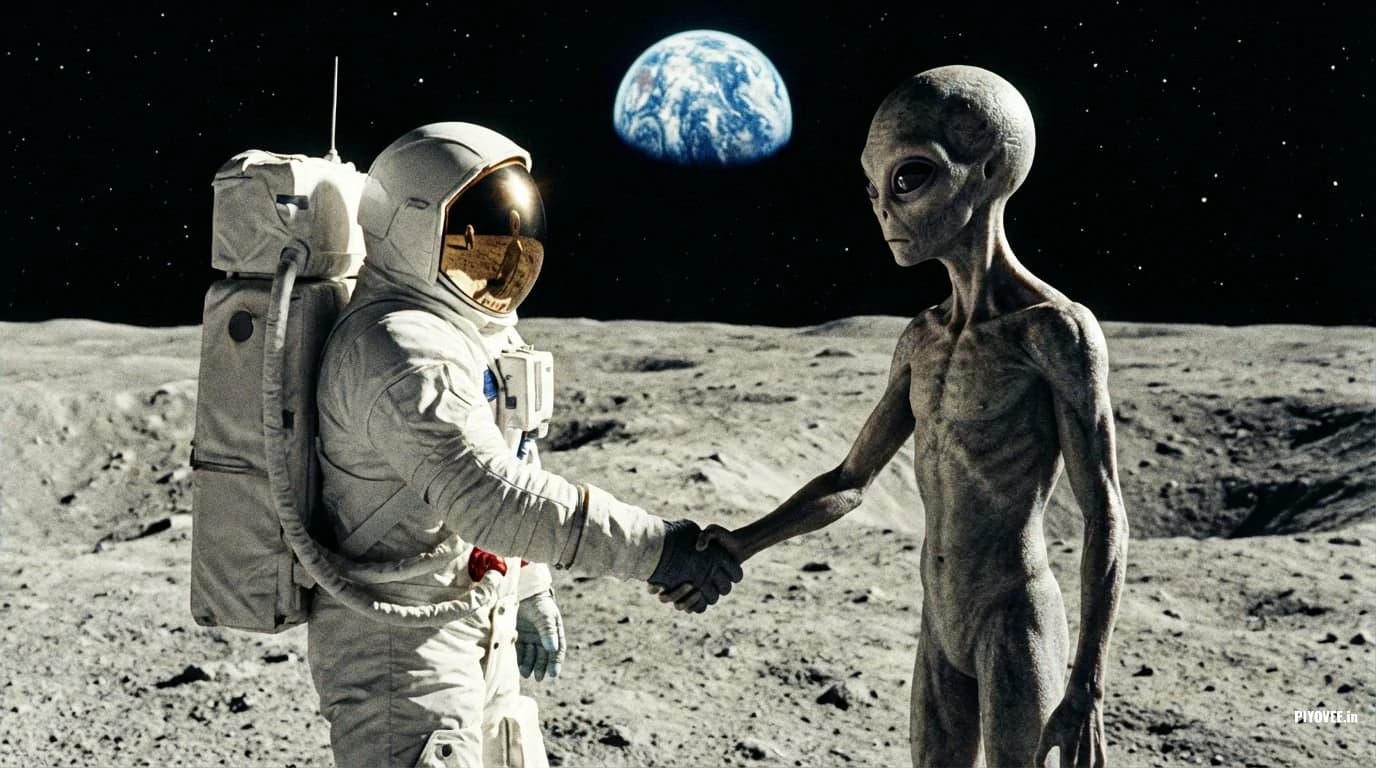 Nano Banana 2 result for an alien meeting an astronaut on the moon