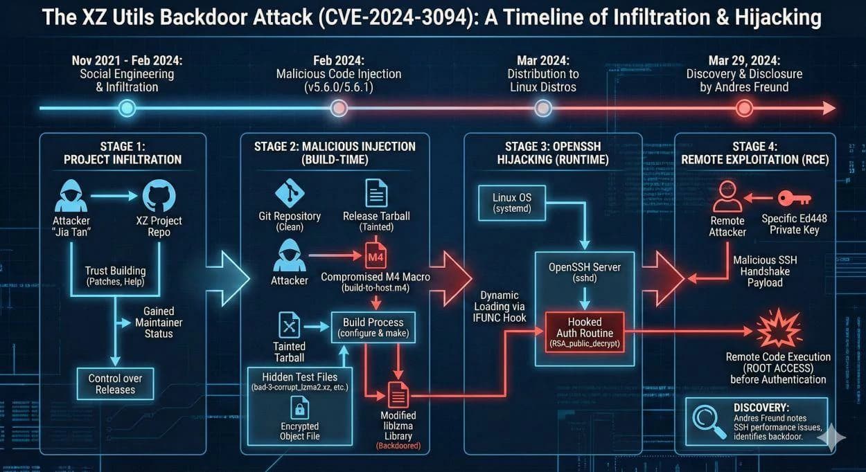 Nano Banana Pro result for an XZ Utils backdoor infographic